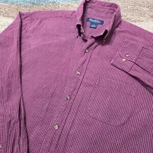 Brooks Brothers Men’s M Button Down Shirt Red White Plaid Cotton Vintage